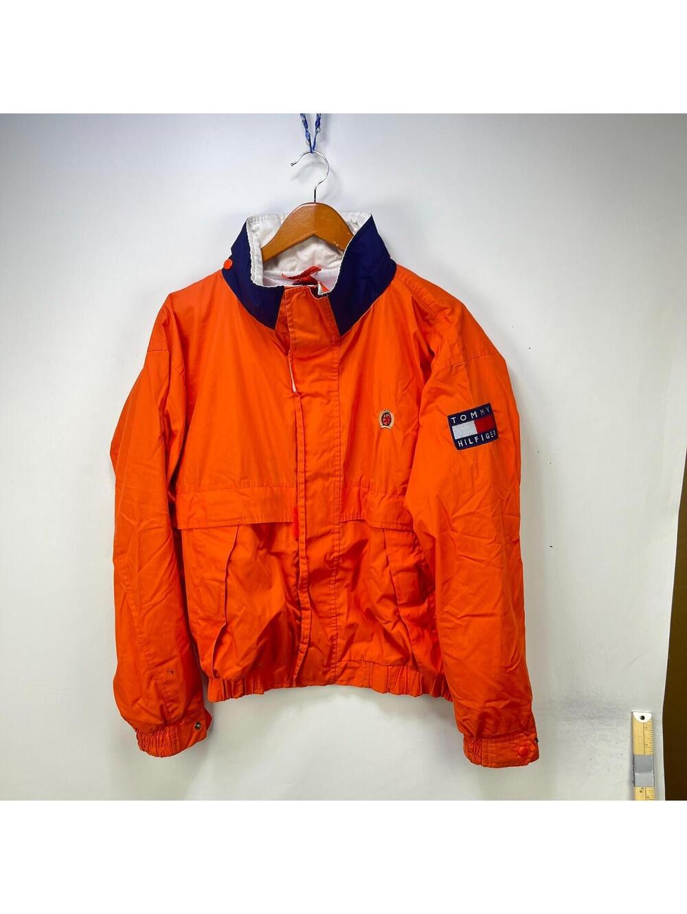 Tommy Hilfiger Orange Vintage Full Zip Nylon Bomber Jacket M